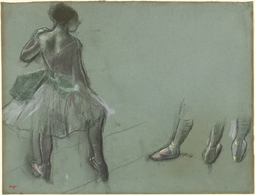 Dancer Seen from Behind and Three Studies of Feet by Edgar Degas, drawing, 1878