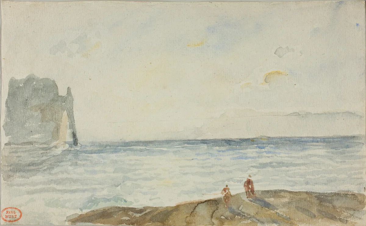 View at Étretat by Paul Huet, painting, 1822-1832