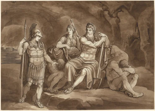 Telemachus Requests Permission from Pluto to Seek His Father in the Underworld by Bartolomeo Pinelli, drawing, 1809