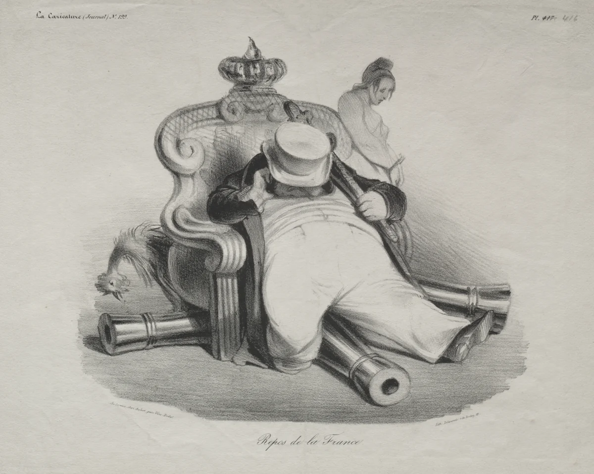 The Repose of France by Honoré Daumier, print, 1834
