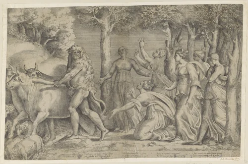Hercules rooft de runderen van Geryon by Unknown, print, 1501-1580