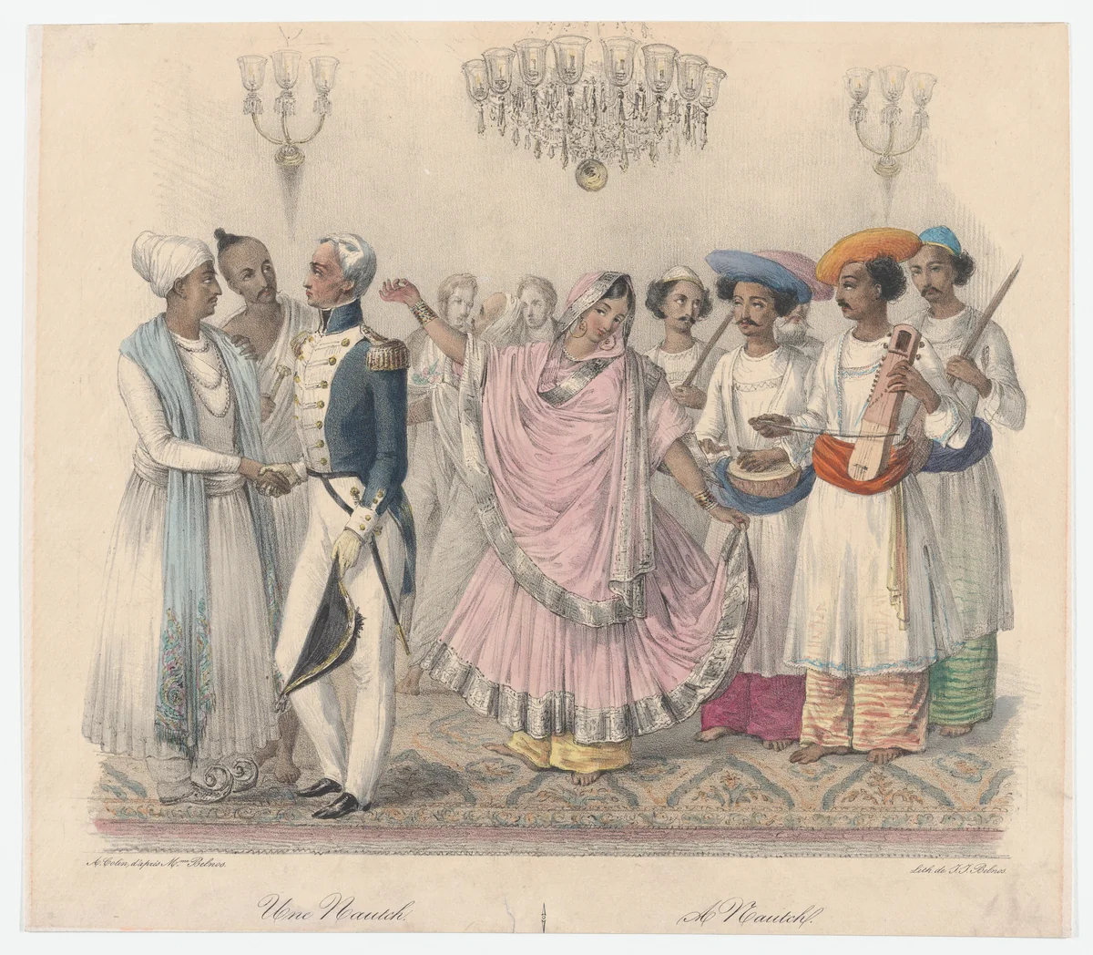 Une Nautch; from Twenty four Plates Illustrative of Hindoo and European Manners in Bengal by Alexandre-Marie Colin, print, 1832