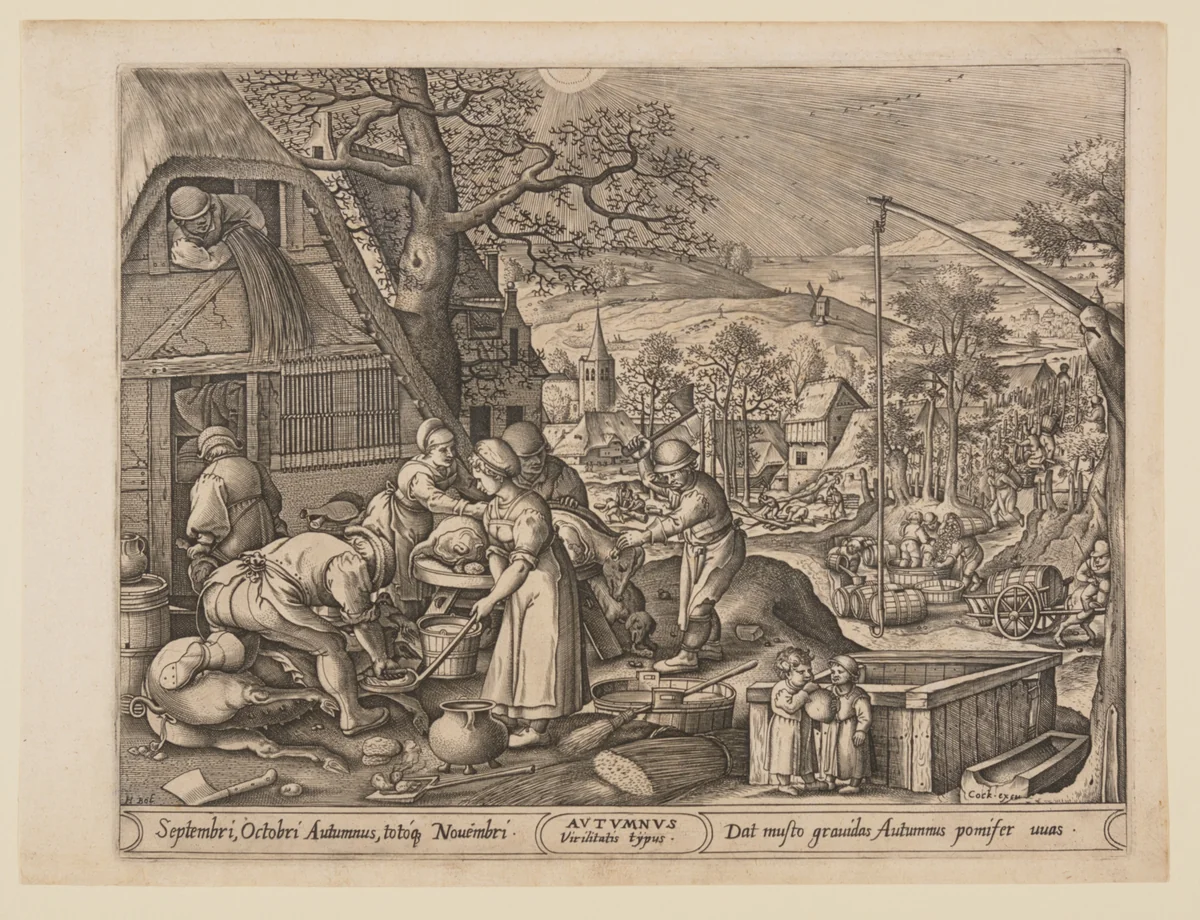Autumn, from The Four Seasons by Pieter van der Heyden
Hans Bol, print, 1570