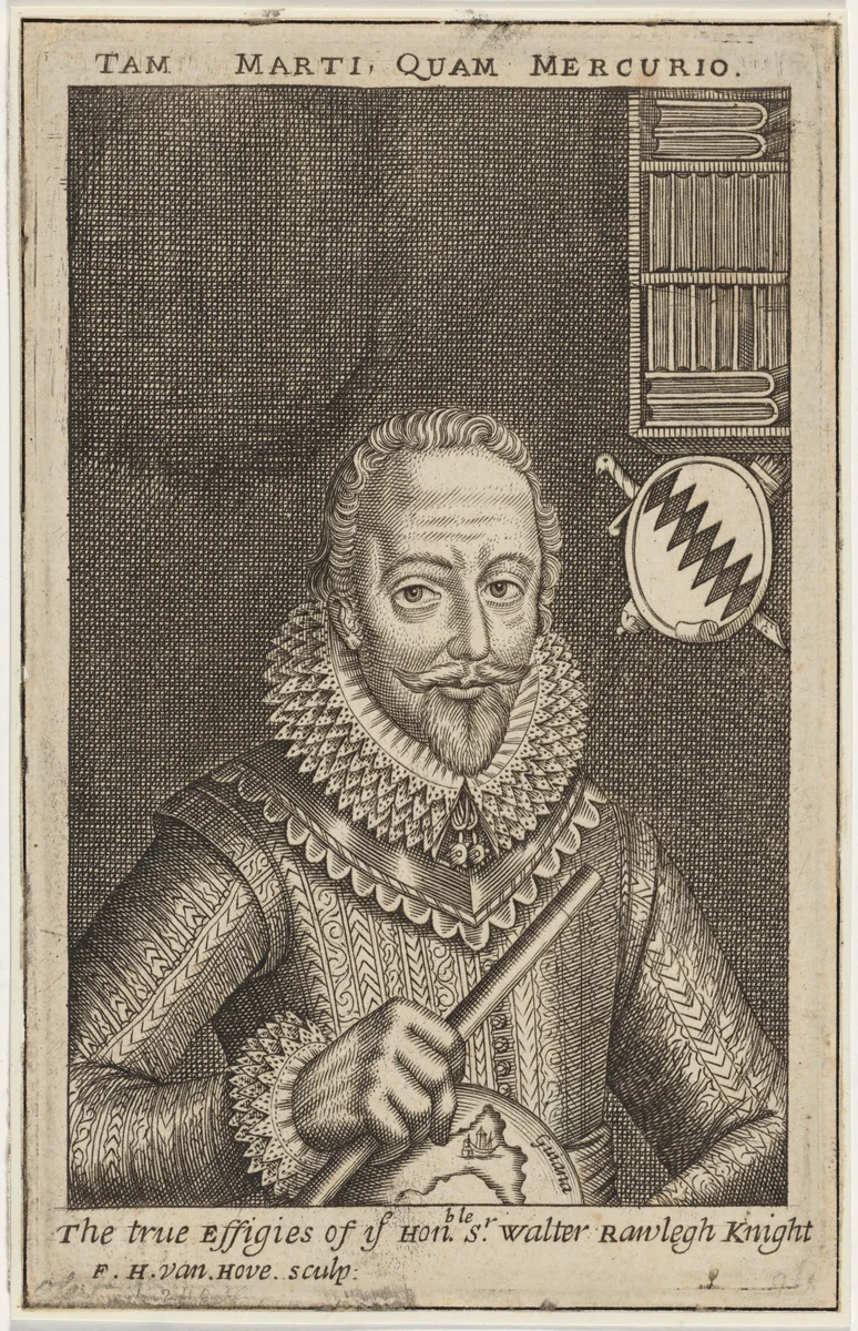Sir Walter Raleigh by Frederik Hendrik van den Hove, print, 1628-1698