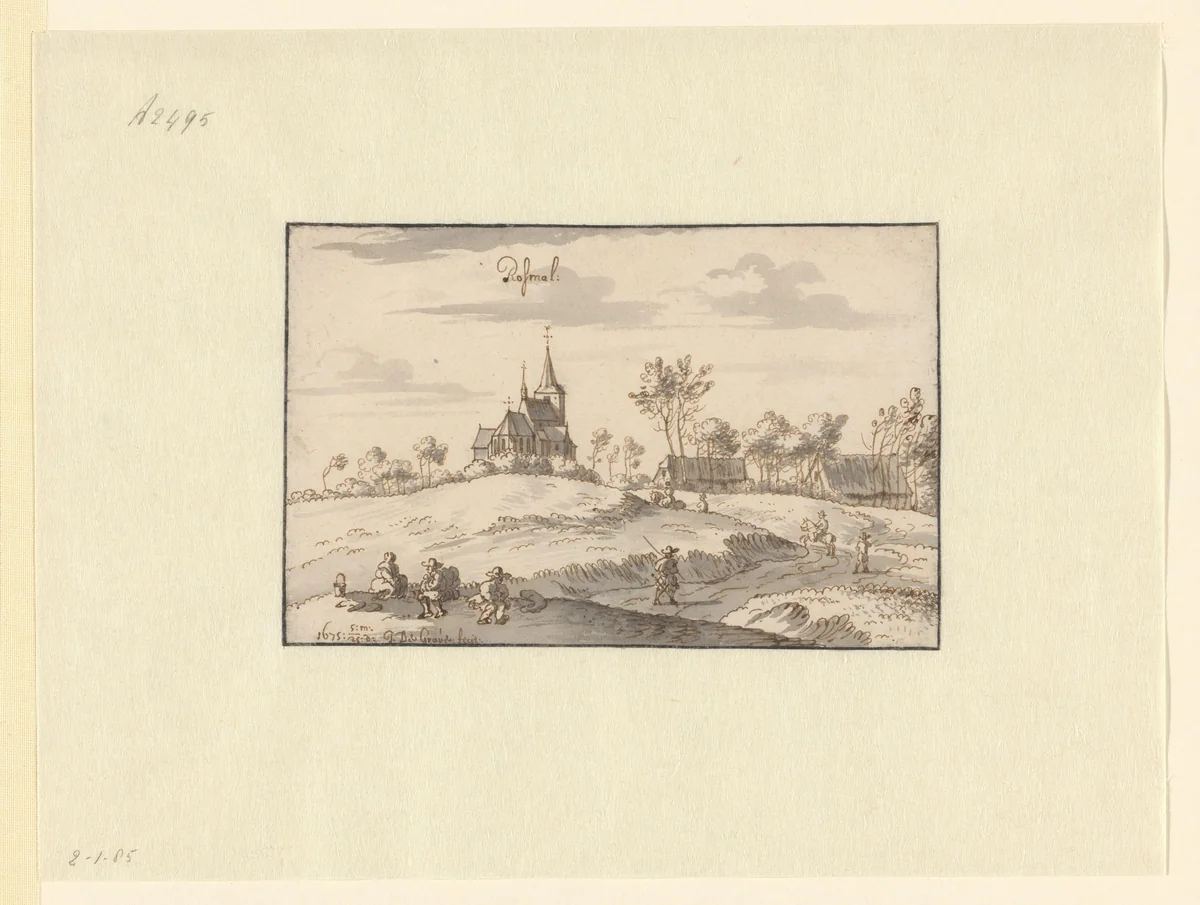 View of Rosmalen, Noord-Brabant by Josua de Grave, drawing, 1675