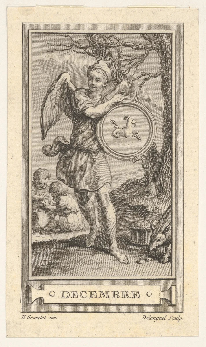 Decembre, from the "Almanach iconologique" by Joseph de Longueil, print, 1760-1770