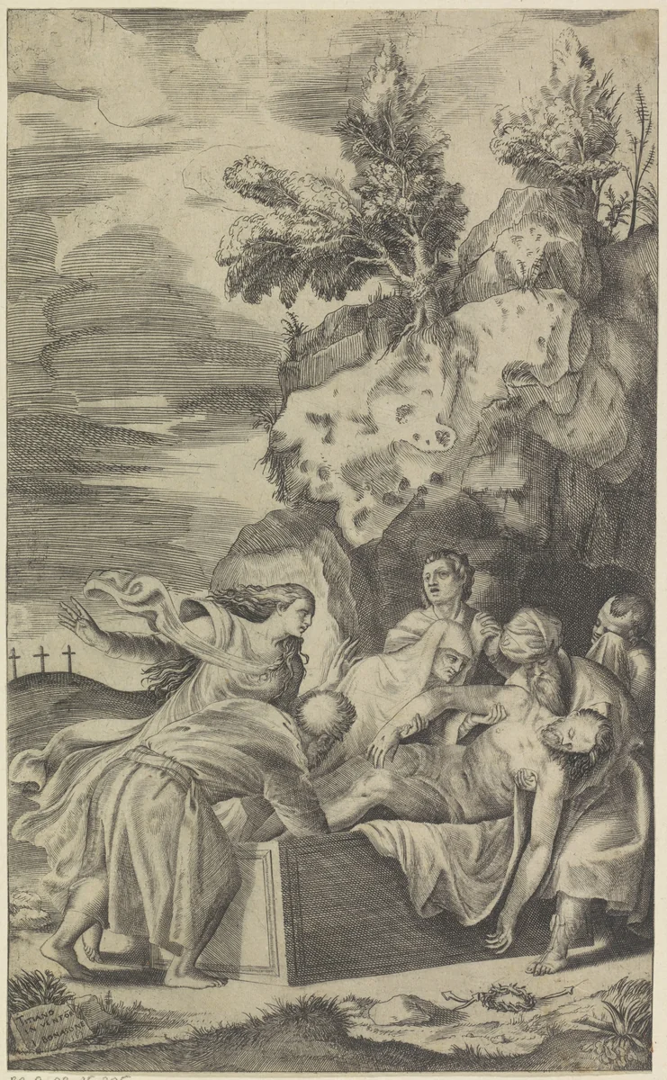 Graflegging van Christus by Unknown, print, 1567