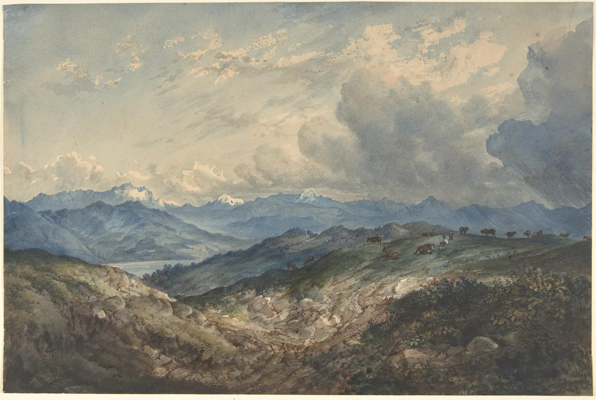 Mountainous Landscape with Approaching Thunderstorm by anonymous, drawing, 1800-1899
