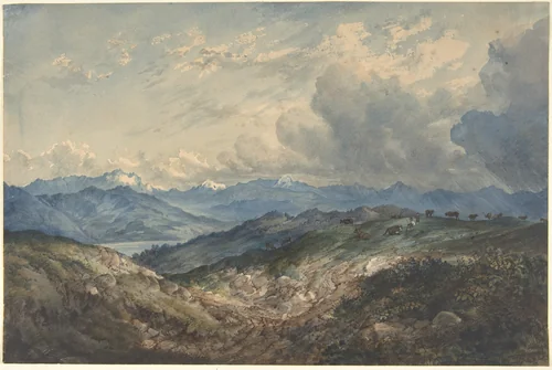 Mountainous Landscape with Approaching Thunderstorm by anonymous, drawing, 1800-1899