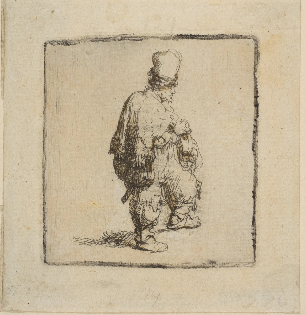 Polander Standing with Arms Folded by Rembrandt van Rijn, print, 1630-1640