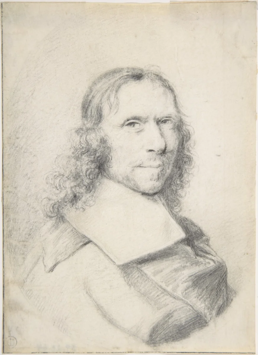 Bust of a Man with a Broad Collar by anonymous, drawing, 1600-1699