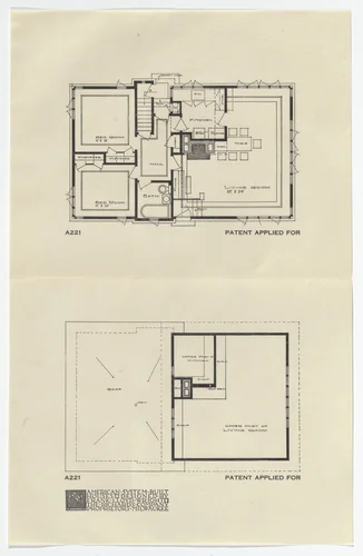 American System-Built Houses for The Richards Company project, Milwaukee, Wisconsin (Plans) by Frank Lloyd Wright, architecture, 1915