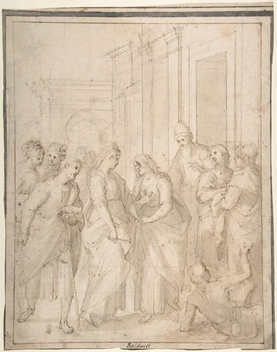 The Visitation of the Virgin to Saint Elizabeth by Giovanni Balducci, drawing, 1560-1631