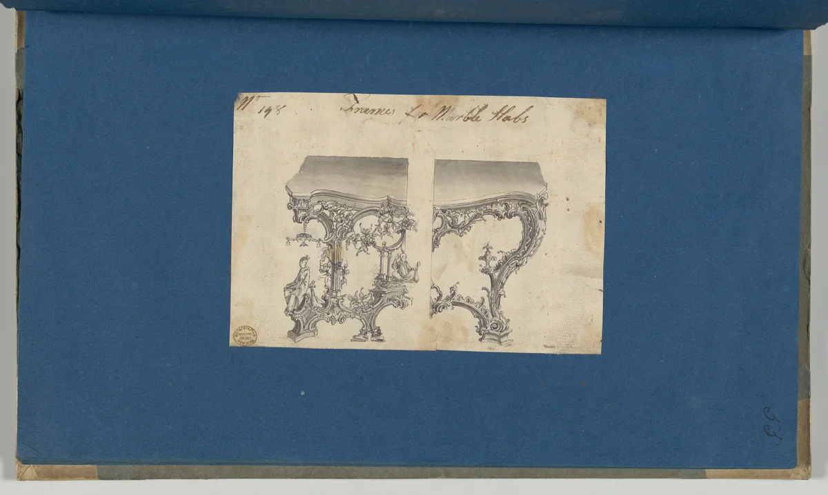 Frames for Marble Slabs, in Chippendale Drawings, Vol. I by Thomas Chippendale, drawing, 1754