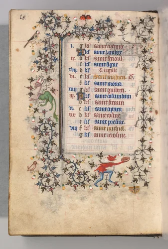 Hours of Charles the Noble, King of Navarre (1361-1425): fol. 9v, September by Master of the Brussels Initials and Associates, book, 1400-1410