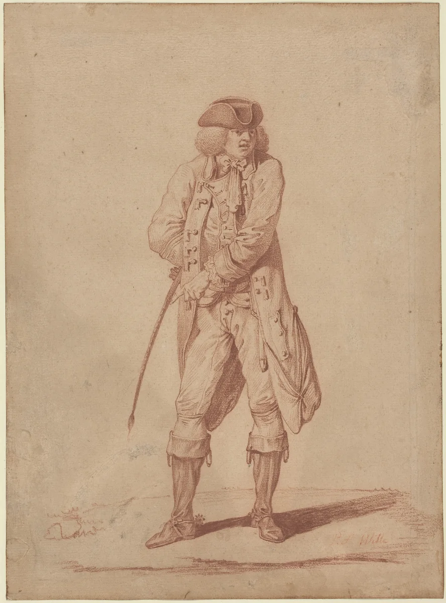 Gentleman with a Riding Crop by Pierre Alexandre Wille, drawing, 1748-1821