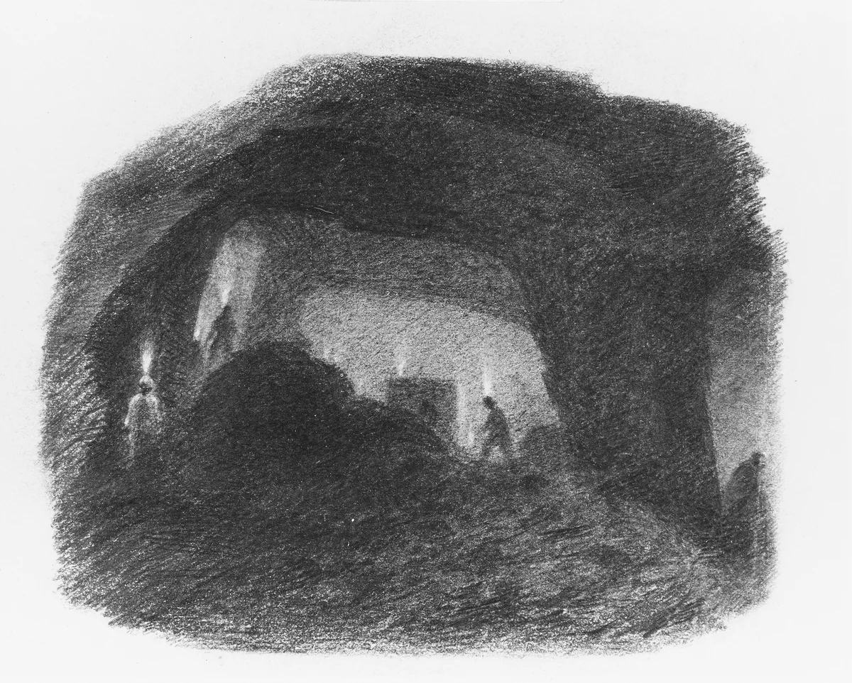 In the Valley of Wyoming, Pennsylvania (Interior of a Coal Mine, Susquehanna) by Thomas Addison Richards, artwork, 1852