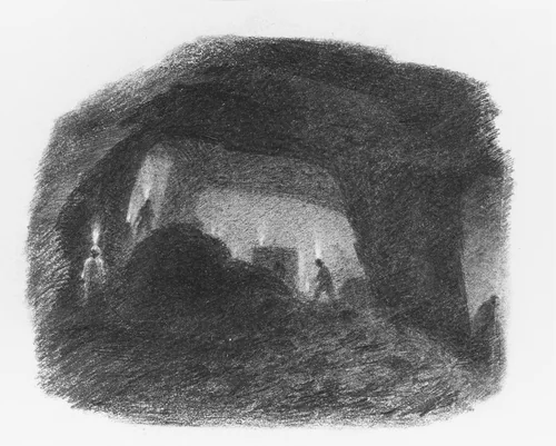 In the Valley of Wyoming, Pennsylvania (Interior of a Coal Mine, Susquehanna) by Thomas Addison Richards, artwork, 1852