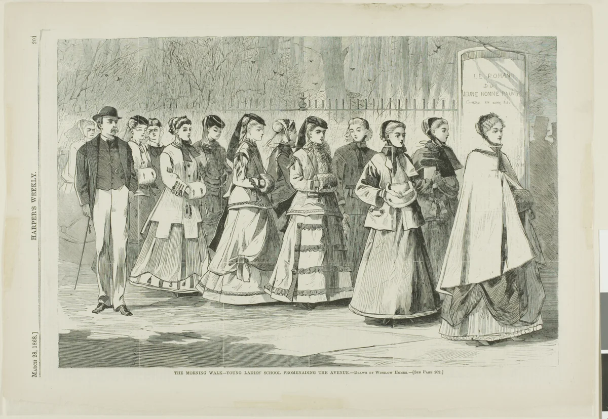 The Morning Walk—Young Ladies' School Promenading the Avenue by Winslow Homer, print, 1868