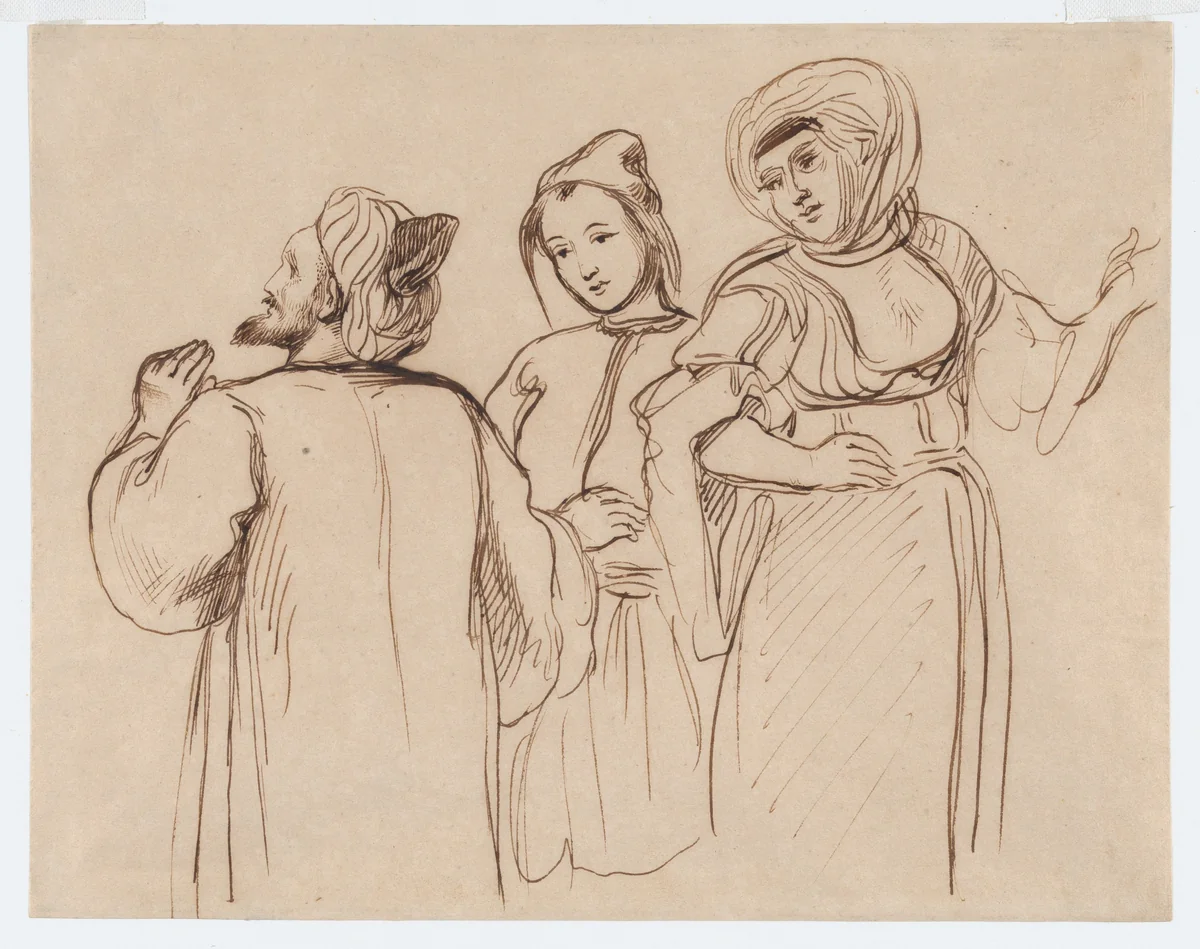 Three Arab Figures by Eugène Delacroix, drawing, 1832-1863