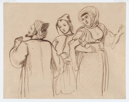 Three Arab Figures by Eugène Delacroix, drawing, 1832-1863