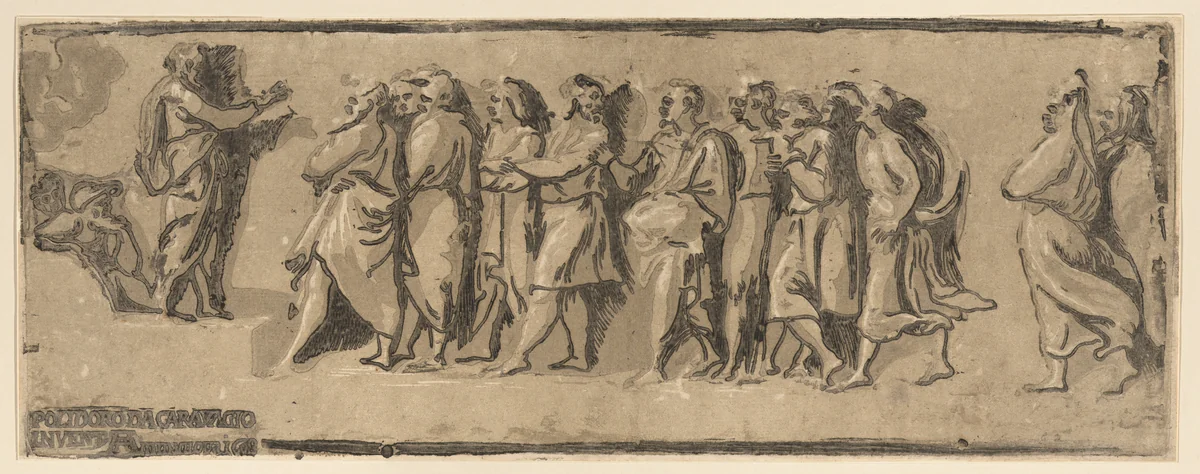 Joshua addressing the people at Schechem by Niccolò Vicentino, print, 1520-1550