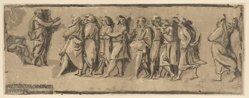Joshua addressing the people at Schechem by Niccolò Vicentino, print, 1520-1550