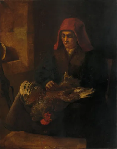Old Woman Plucking a Fowl by Rembrandt van Rijn, painting, 1650-1655