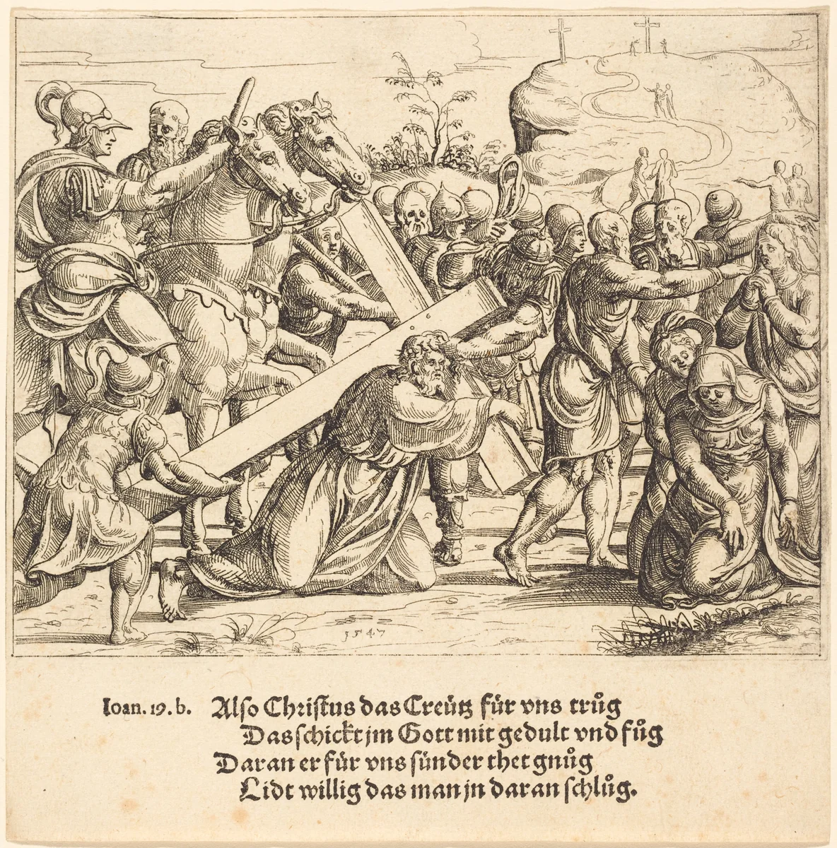 Christ Carrying the Cross by Augustin Hirschvogel, print, 1547