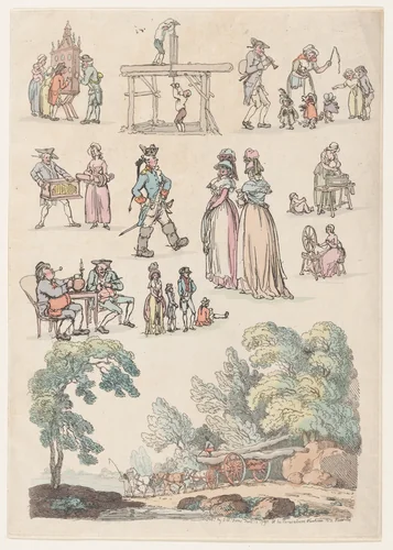 Plate 5, Outlines of Figures, Landscapes and Cattle...for the Use of Learners by Thomas Rowlandson, print, 1790