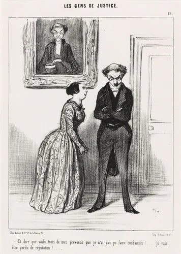 Et dire que voila trois... prévenu que je n'ai pas pu faire condamner!... by Honoré Daumier, print, 1845