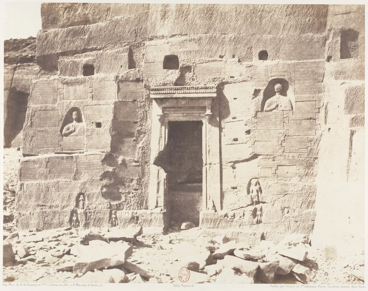 Kardâcy, Sanctuaire, Niches et Inscriptions Taillées dans les Carrières by Félix Teynard, photograph, 1851-1852