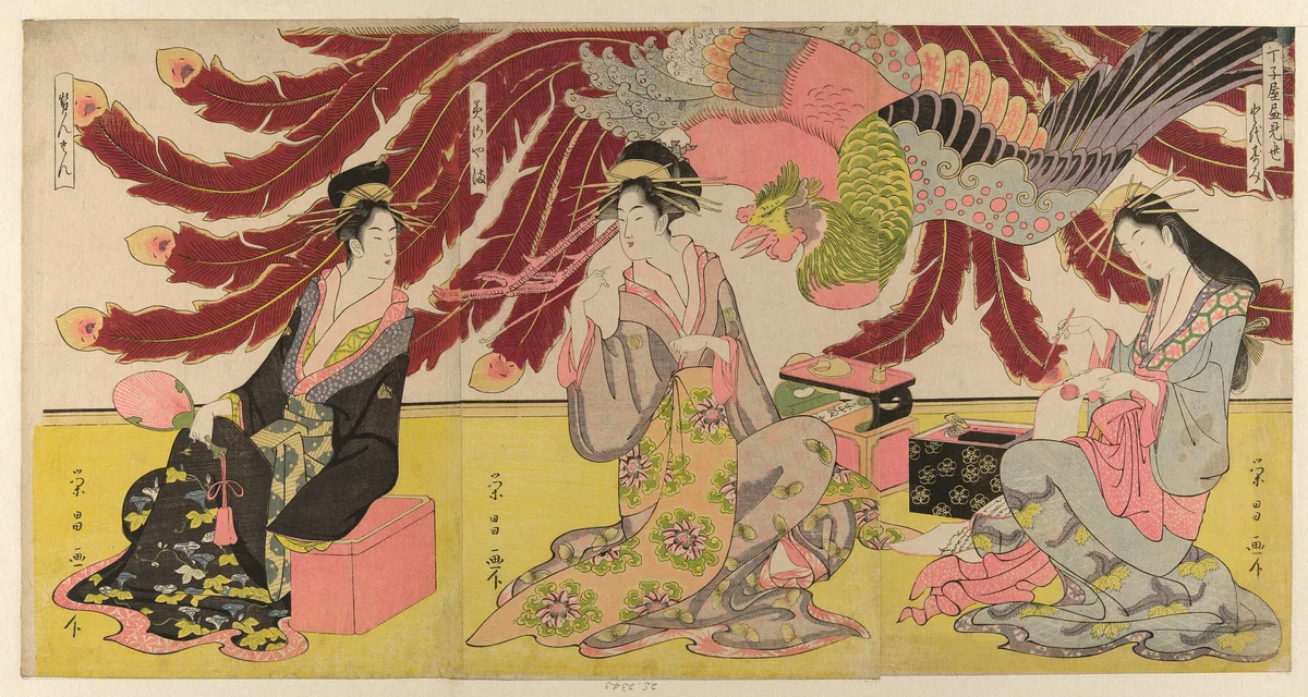 The Courtesans of the Chojiya on Display in the Daytime (Chojiya hirumise) by Chokosai Eisho, print, 1791-1803