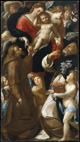 Madonna and Child with Saints Francis and Dominic and Angels by Giulio Cesare Procaccini, painting, 1607-1617