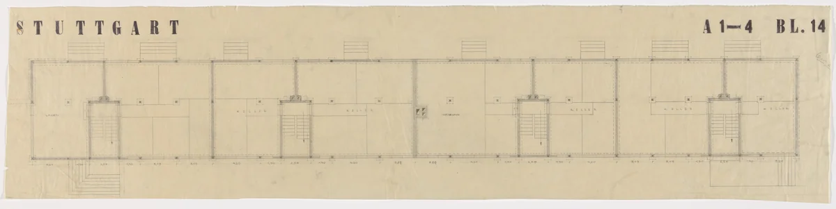 Weissenhof Apartment House, "The Dwelling" Exhibition, Stuttgart, Germany (Basement plan) by Ludwig Mies van der Rohe, mies van der rohe archive, 1926