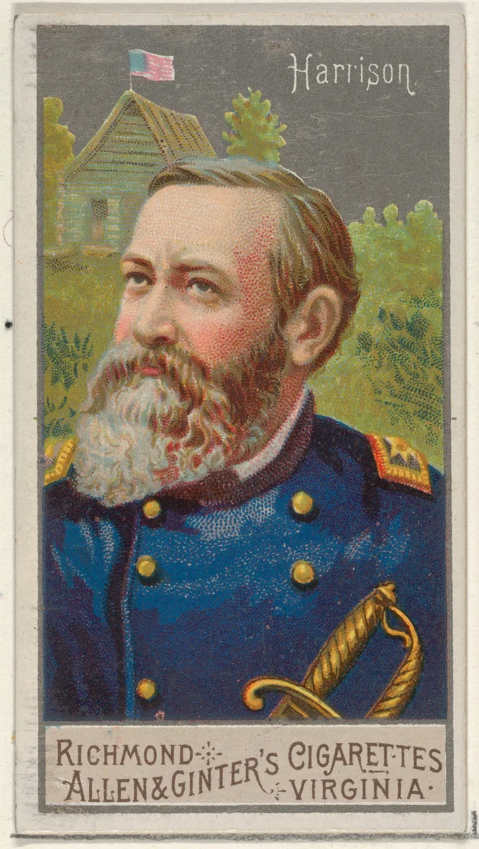 Harrison, from the Great Generals series (N15) for Allen & Ginter Cigarettes Brands by Allen & Ginter, print, 1888