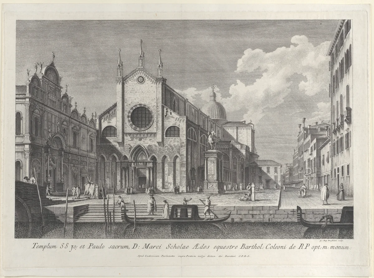 View of Santi Giovanni e Paolo (San Zanipolo), Venice by Giovanni Battista Brustolon, print, 1763
