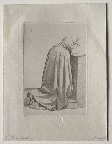 A Praying Monk by Johann Friedrich Overbeck, print, 1826
