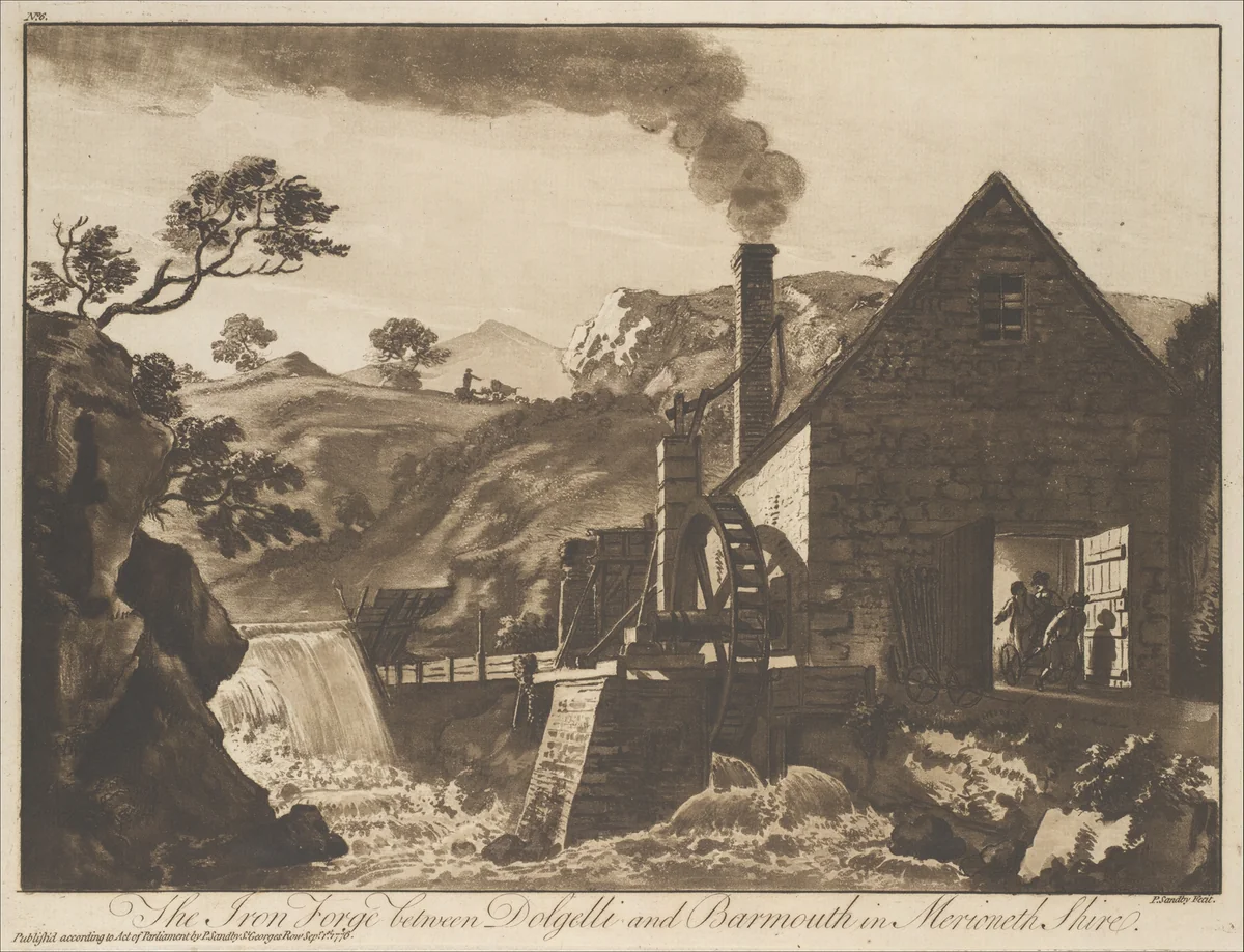 The Iron Forge between Dolgelli and Barmouth in Merioneth Shire by Paul Sandby, print, 1776
