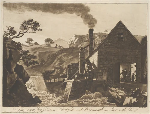 The Iron Forge between Dolgelli and Barmouth in Merioneth Shire by Paul Sandby, print, 1776