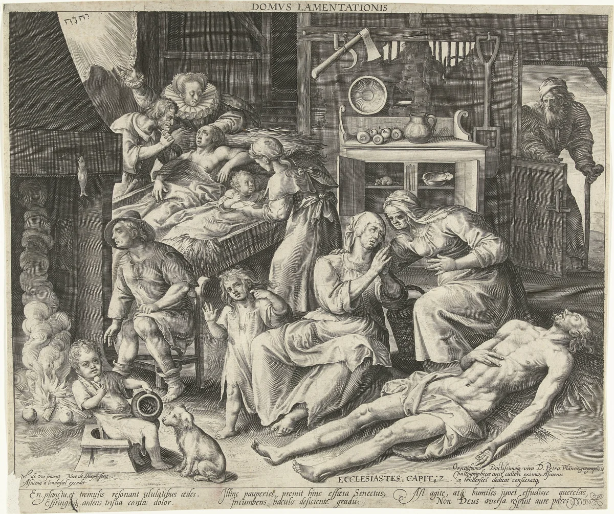 Een huis vol rouw by Unknown, print, 1581-1656