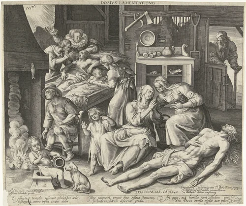 Een huis vol rouw by Unknown, print, 1581-1656