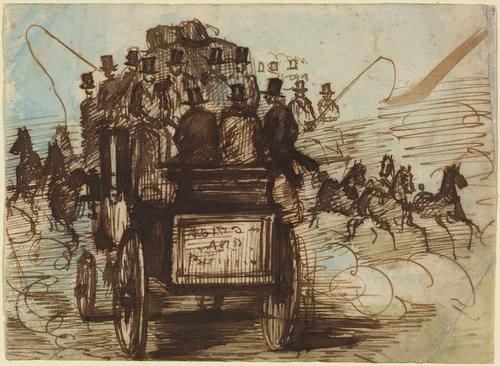 The Brighton Coach by Constantin Guys, drawing, 1805-1892