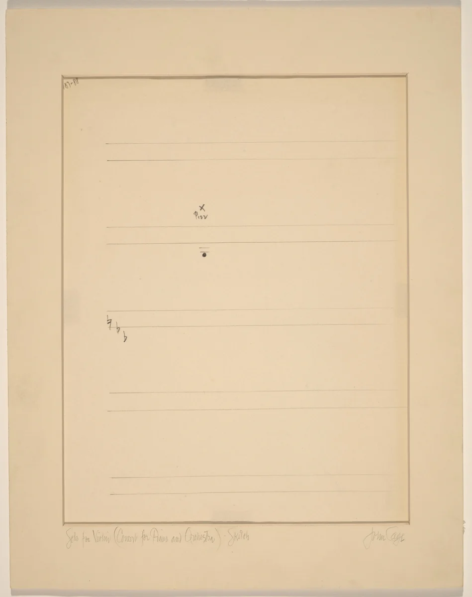 Solo for Violin (Concert for Piano and Orchestra): Sketch by John Cage, drawing, 1912-1992