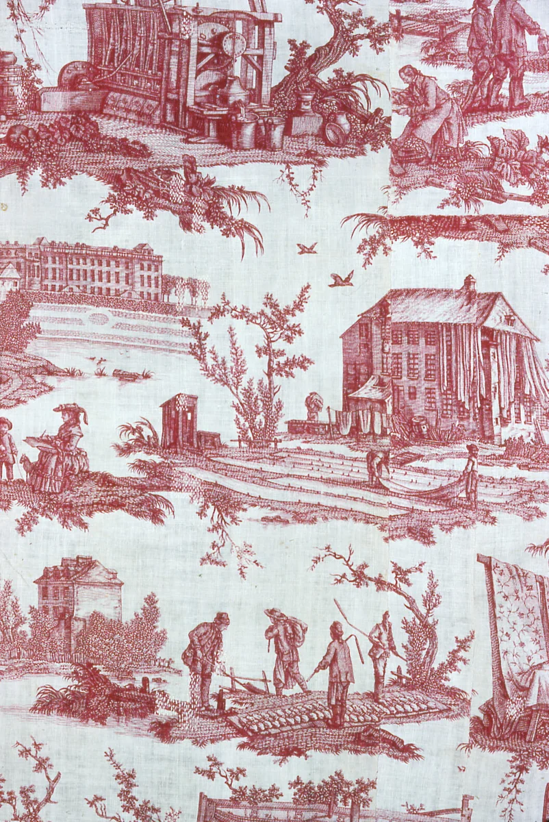 Les Travaux de la Manufacture (The Factory in Operation) (Furnishing Fabric) by Jean Baptiste Huet, textile, 1783-1784