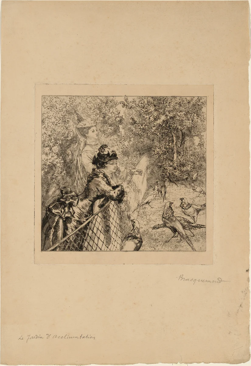 Au Jardin d'Acclimatation (In the Zoological Garden) by Félix Bracquemond, print, 1870-1879