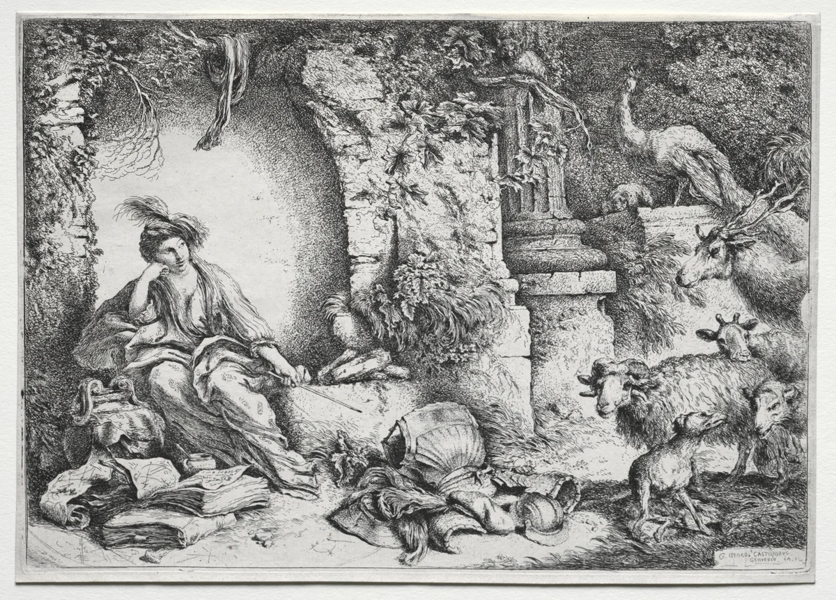 La Mèlancolie by Giovanni Benedetto Castiglione, print, 1655-1670