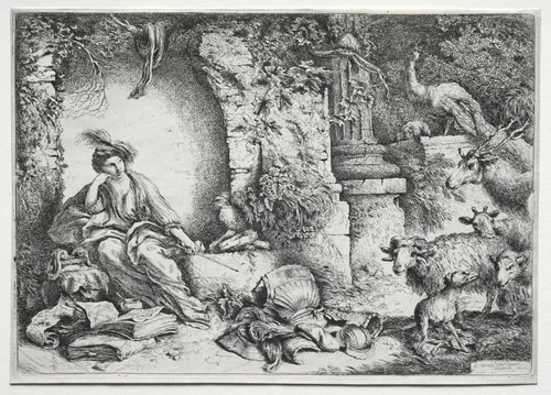 La Mèlancolie by Giovanni Benedetto Castiglione, print, 1655-1670