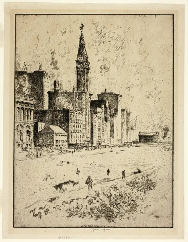 Michigan Avenue, Chicago (The City Dirtyful) by Joseph Pennell, print, 1919