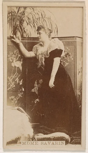 Mdme Savarin, from the Actresses series (N245) issued by Kinney Brothers to promote Sweet Caporal Cigarettes by Kinney Brothers Tobacco Company, photograph, 1890